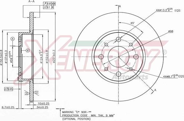 AP XENERGY X601471 - Тормозной диск autospares.lv