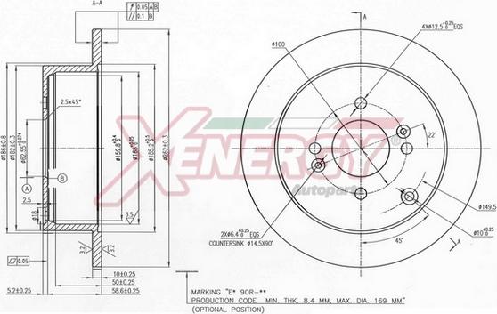 AP XENERGY X601505 - Тормозной диск autospares.lv