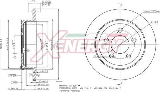 AP XENERGY X601501 - Тормозной диск autospares.lv