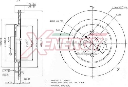 AP XENERGY X601519 - Тормозной диск autospares.lv