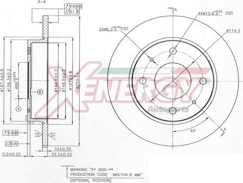 AP XENERGY X601512 - Тормозной диск autospares.lv