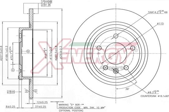 AP XENERGY X601517 - Тормозной диск autospares.lv