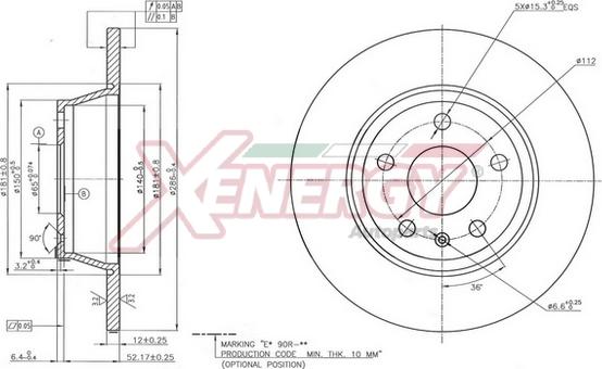 AP XENERGY X601536 - Тормозной диск autospares.lv