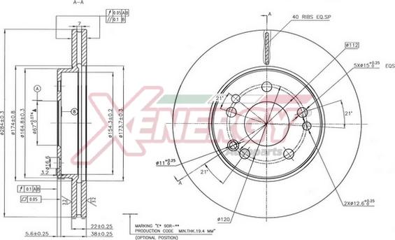 AP XENERGY X601538 - Тормозной диск autospares.lv