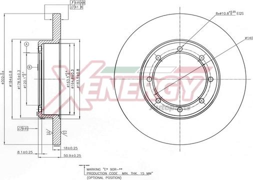 AP XENERGY X601532 - Тормозной диск autospares.lv