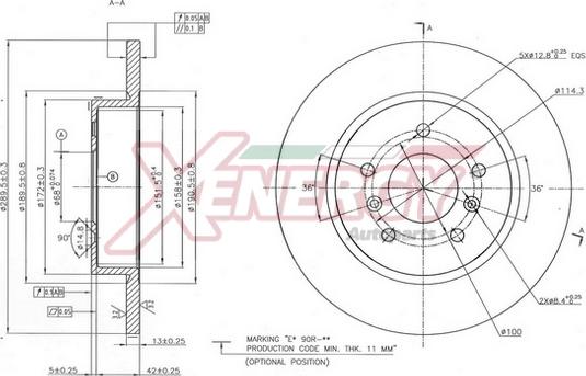 AP XENERGY X601529 - Тормозной диск autospares.lv