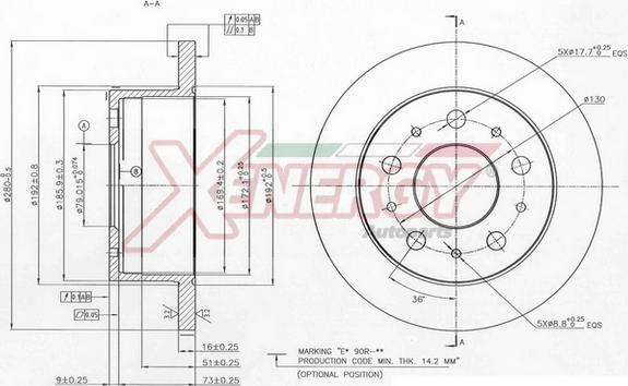 AP XENERGY X601521 - Тормозной диск autospares.lv