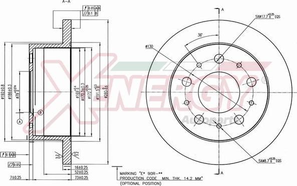 AP XENERGY X601166 - Тормозной диск autospares.lv