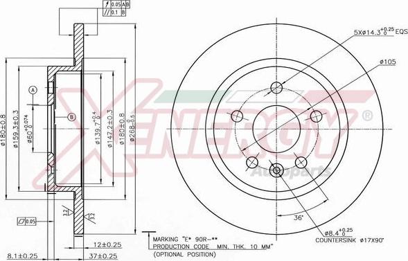 AP XENERGY X601387 - Тормозной диск autospares.lv