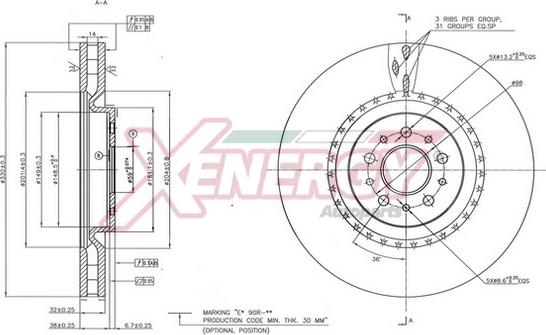 AP XENERGY X602901 - Тормозной диск autospares.lv