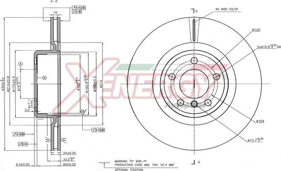 AP XENERGY X602903 - Тормозной диск autospares.lv