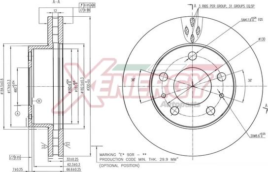 AP XENERGY X602902 - Тормозной диск autospares.lv