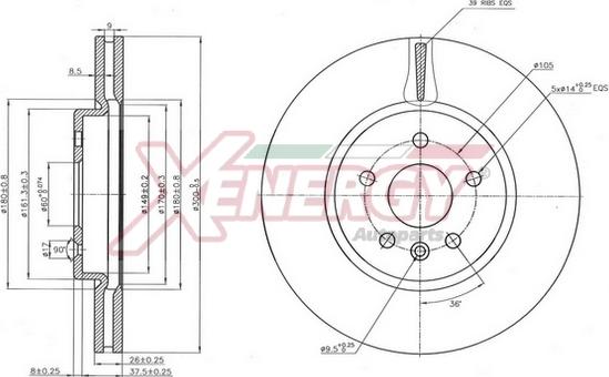 AP XENERGY X602917 - Тормозной диск autospares.lv