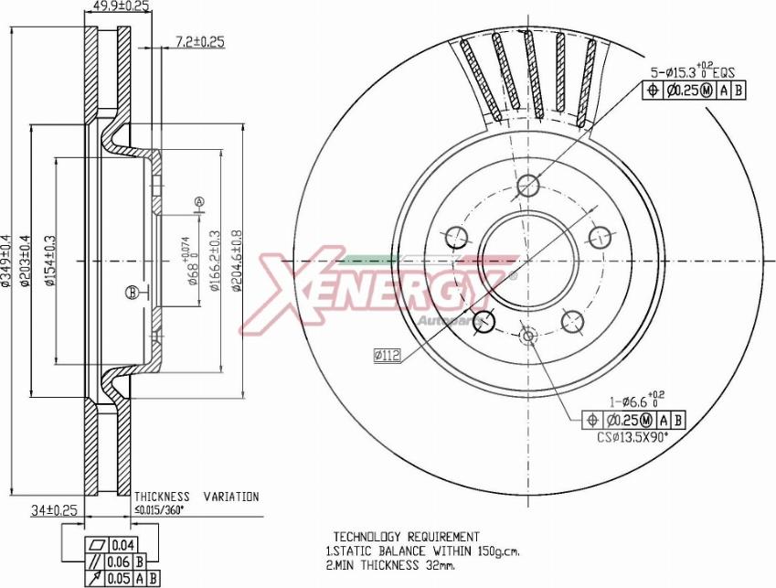 AP XENERGY X602928 - Тормозной диск autospares.lv