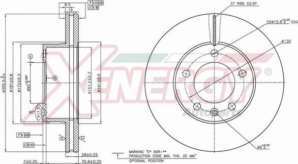 AP XENERGY X602577 - Тормозной диск autospares.lv