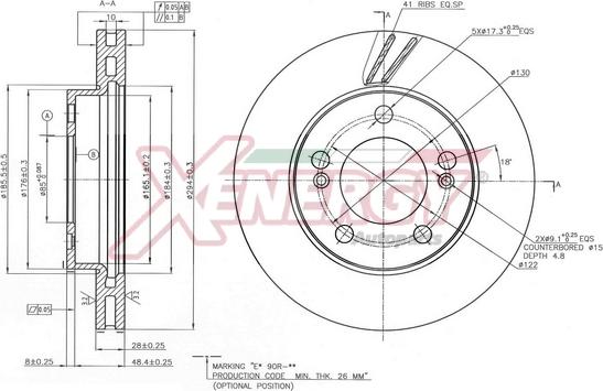 AP XENERGY X602843 - Тормозной диск autospares.lv