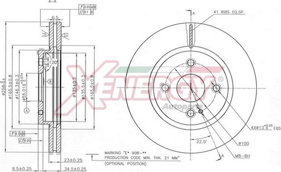 AP XENERGY X602801 - Тормозной диск autospares.lv