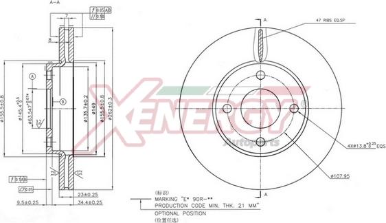 AP XENERGY X602803 - Тормозной диск autospares.lv