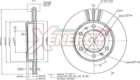 AP XENERGY X602807 - Тормозной диск autospares.lv