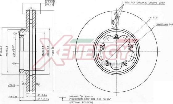 AP XENERGY X602813 - Тормозной диск autospares.lv