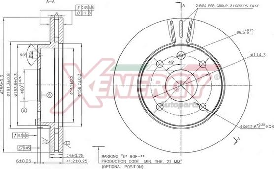 AP XENERGY X602812 - Тормозной диск autospares.lv