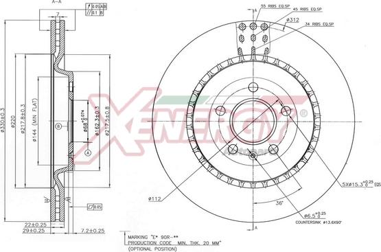 AP XENERGY X602817 - Тормозной диск autospares.lv