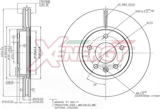 AP XENERGY X602889 - Тормозной диск autospares.lv