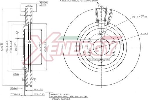 AP XENERGY X602838 - Тормозной диск autospares.lv