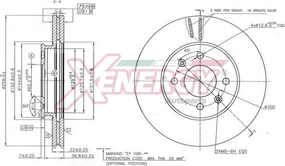 AP XENERGY X602832 - Тормозной диск autospares.lv