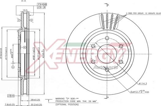 AP XENERGY X602824 - Тормозной диск autospares.lv