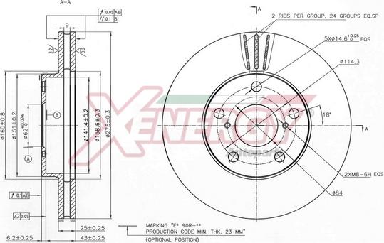 AP XENERGY X602823 - Тормозной диск autospares.lv