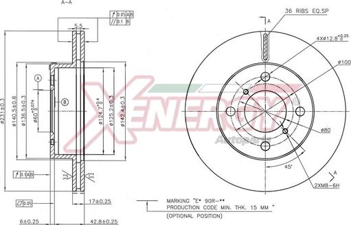 AP XENERGY X602827 - Тормозной диск autospares.lv