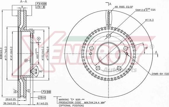 AP XENERGY X602245 - Тормозной диск autospares.lv