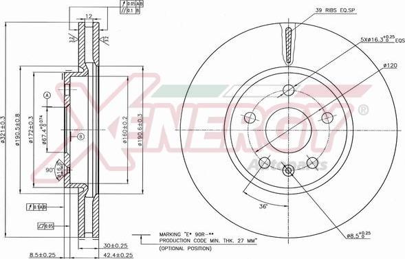 AP XENERGY X602736 - Тормозной диск autospares.lv