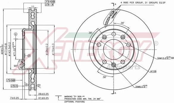 AP XENERGY X602733 - Тормозной диск autospares.lv