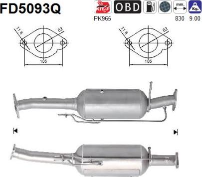 AS FD5093Q - Сажевый / частичный фильтр, система выхлопа ОГ autospares.lv