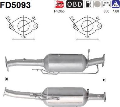 AS FD5093 - Сажевый / частичный фильтр, система выхлопа ОГ autospares.lv