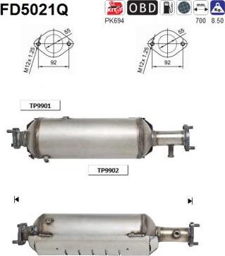 AS FD5021Q - Сажевый / частичный фильтр, система выхлопа ОГ autospares.lv