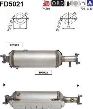 AS FD5021 - Сажевый / частичный фильтр, система выхлопа ОГ autospares.lv