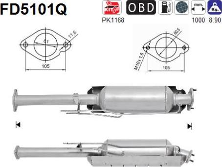 AS FD5101Q - Сажевый / частичный фильтр, система выхлопа ОГ autospares.lv