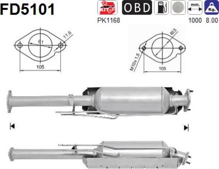 AS FD5101 - Сажевый / частичный фильтр, система выхлопа ОГ autospares.lv