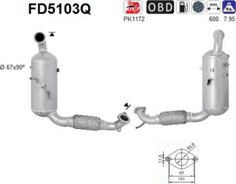 AS FD5103Q - Сажевый / частичный фильтр, система выхлопа ОГ autospares.lv