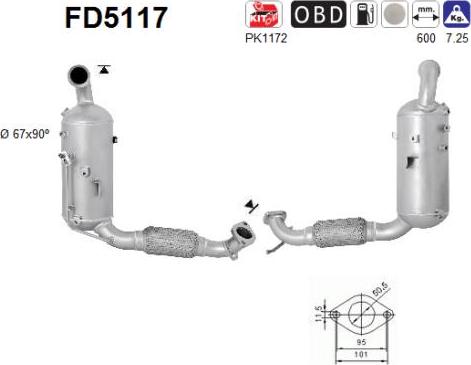 AS FD5117 - Сажевый / частичный фильтр, система выхлопа ОГ autospares.lv