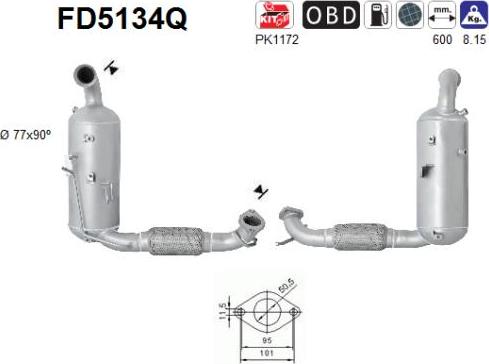 AS FD5134Q - Сажевый / частичный фильтр, система выхлопа ОГ autospares.lv