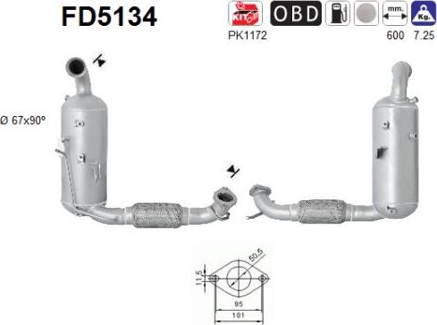 AS FD5134 - Сажевый / частичный фильтр, система выхлопа ОГ autospares.lv