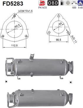 AS FD5283 - Сажевый / частичный фильтр, система выхлопа ОГ autospares.lv
