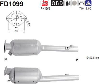 AS FD1099 - Сажевый / частичный фильтр, система выхлопа ОГ autospares.lv