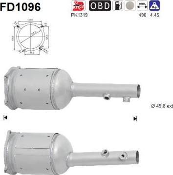 AS FD1096 - Сажевый / частичный фильтр, система выхлопа ОГ autospares.lv