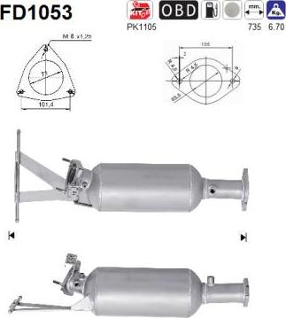 AS FD1053 - Сажевый / частичный фильтр, система выхлопа ОГ autospares.lv