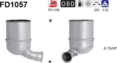 AS FD1057 - Сажевый / частичный фильтр, система выхлопа ОГ autospares.lv